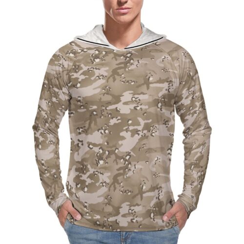 Chocolate Chip MTP Woodland Desert  Sun Protection Hooded Rashguard T-Shirt
