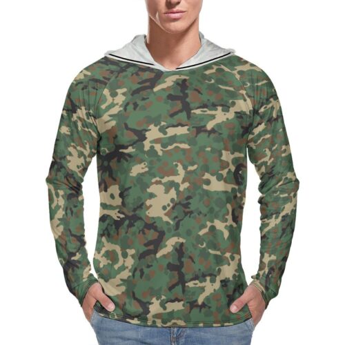 Chocolate Chip ERDL Dots  Sun Protection Hooded Rashguard T-Shirt