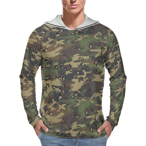 Chocolate Chip MTP Woodland  Sun Protection Hooded Rashguard T-Shirt