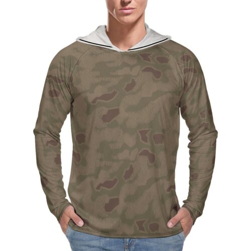 German WWII Sumpfmuster 43 v3 Camouflage Sun Protection Hooded Rashguard T-Shirt