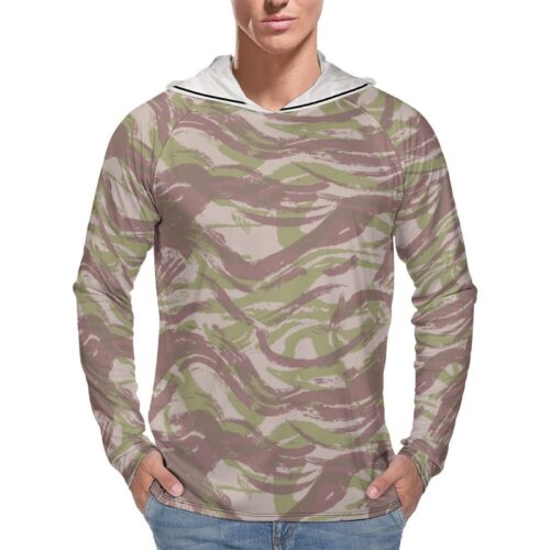 French Lizard D tropical Camouflage Sun Protection Hooded Rashguard T-Shirt