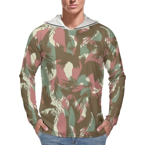 India Classic Leaf DPM Camouflage Sun Protection Hooded Rashguard T-Shirt