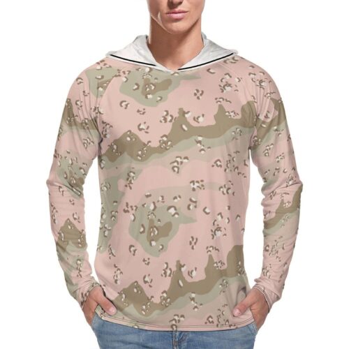 Chocolate Chip ERDL Salmon Desert  Sun Protection Hooded Rashguard T-Shirt