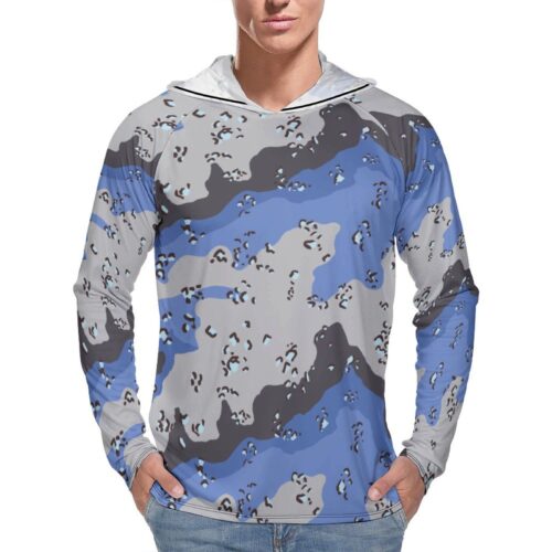 Chocolate Chip ERDL Stormy Blue  Sun Protection Hooded Rashguard T-Shirt