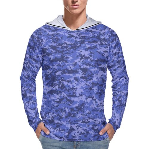 North Korea Navy Camouflage Sun Protection Hooded Rashguard T-Shirt