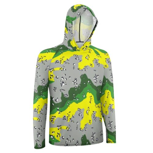 Alternative view of Chocolate Chip ERDL Yellow Stinger  Sun Protection Hooded Rashguard T-Shirt