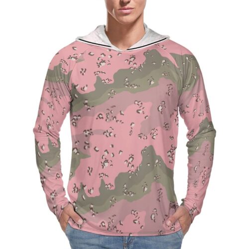 Chocolate Chip ERDL Faded Pink  Sun Protection Hooded Rashguard T-Shirt