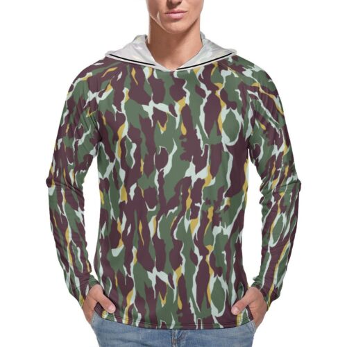 Indonesian MENPOR Camouflage Sun Protection Hooded Rashguard T-Shirt