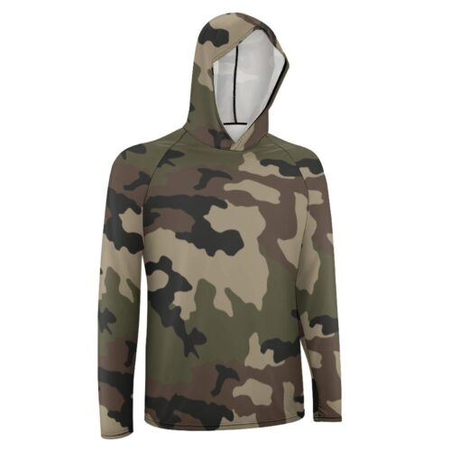 Alternative view of French CCE Camouflage Centre Europe Sun Protection Hooded Rashguard T-Shirt