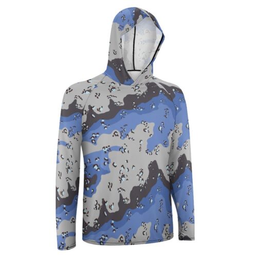 Alternative view of Chocolate Chip ERDL Stormy Blue  Sun Protection Hooded Rashguard T-Shirt