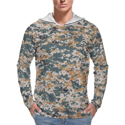 Iran IRGC Basij forces Pixelated v3 Camouflage Sun Protection Hooded Rashguard T-Shirt