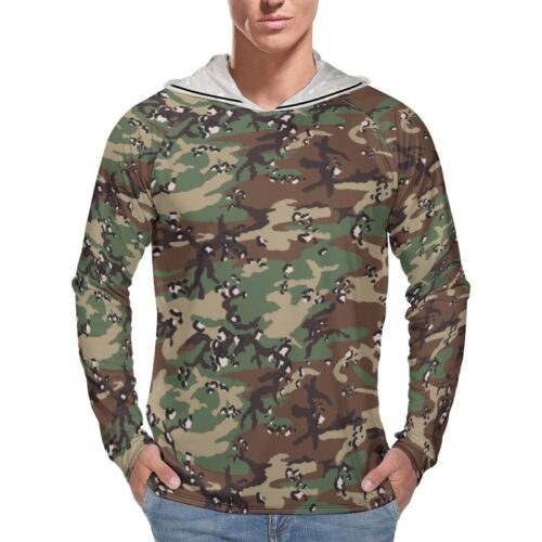 Chocolate Chip Woodland US  Sun Protection Hooded Rashguard T-Shirt