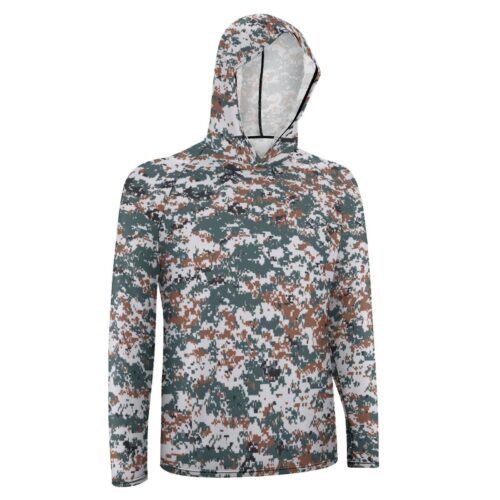 Alternative view of Iran IRGC Basij forces Pixelated v2 Camouflage Sun Protection Hooded Rashguard T-Shirt
