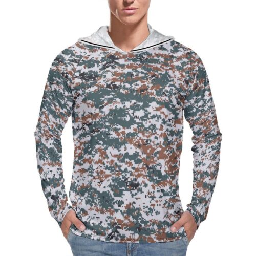 Iran IRGC Basij forces Pixelated v2 Camouflage Sun Protection Hooded Rashguard T-Shirt