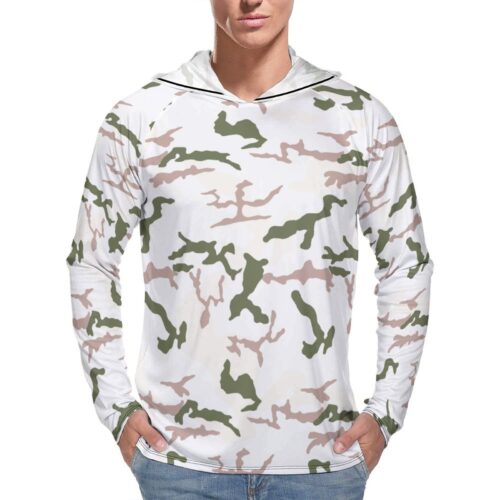 French Chasseurs Alpins Tundra Camouflage Sun Protection Hooded Rashguard T-Shirt