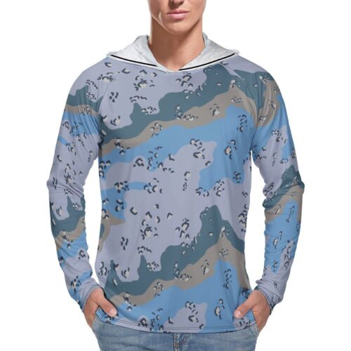 Chocolate Chip ERDL Blue Woods  Sun Protection Hooded Rashguard T-Shirt