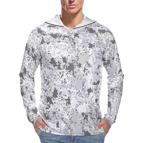 North Korea KPA Winter Pixelated Camouflage Sun Protection Hooded Rashguard T-Shirt