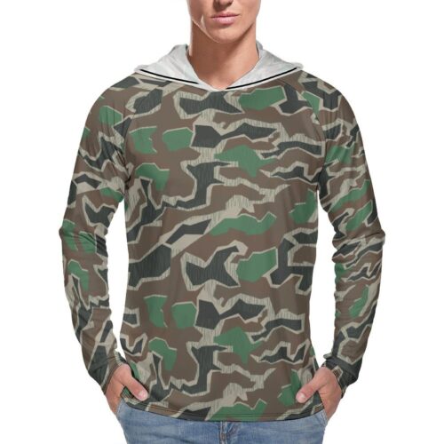 Indonesian Cavalry Splinter Camouflage Sun Protection Hooded Rashguard T-Shirt