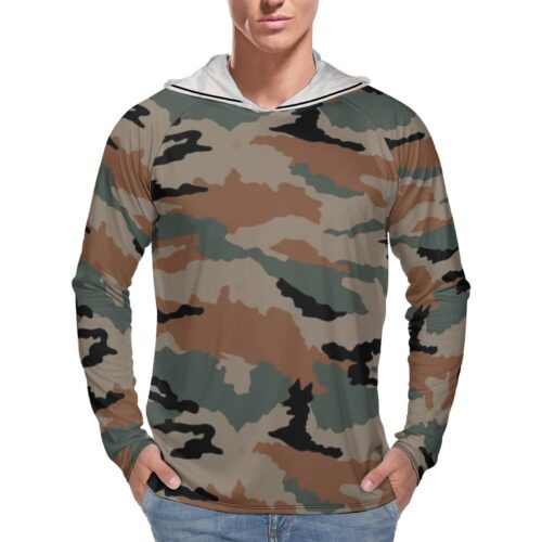 India PC DPM Camouflage Sun Protection Hooded Rashguard T-Shirt