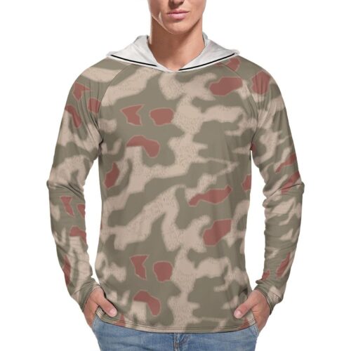 German WWII Sumpfmuster 44 Camouflage Sun Protection Hooded Rashguard T-Shirt