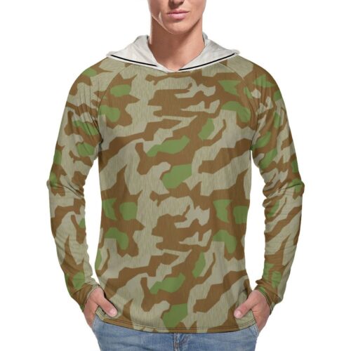 German WWII Splittertarn 41 Camouflage Sun Protection Hooded Rashguard T-Shirt