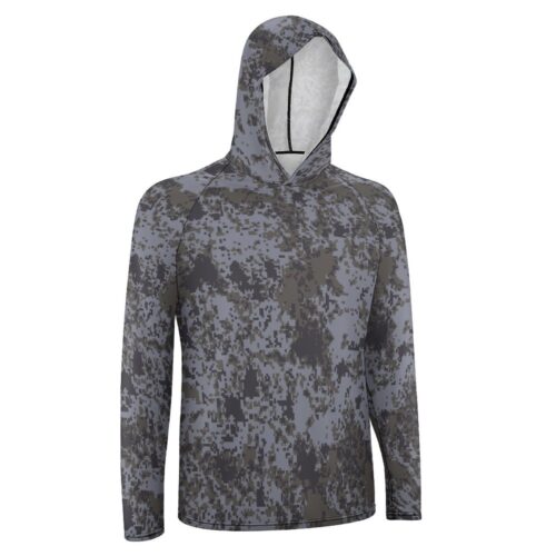 Alternative view of North Korea KPA Night Pixelated Camouflage Sun Protection Hooded Rashguard T-Shirt