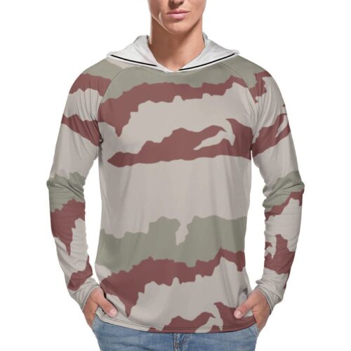 French Daguet v1 Desert Camouflage Sun Protection Hooded Rashguard T-Shirt