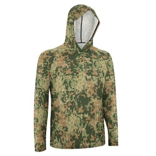 Alternative view of Netherlands Fractal Pattern Transitional Camouflage Sun Protection Hooded Rashguard T-Shirt