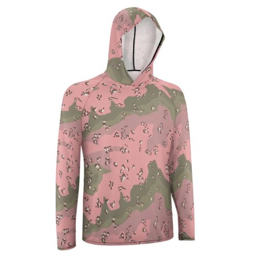 Alternative view of Chocolate Chip ERDL Faded Pink  Sun Protection Hooded Rashguard T-Shirt