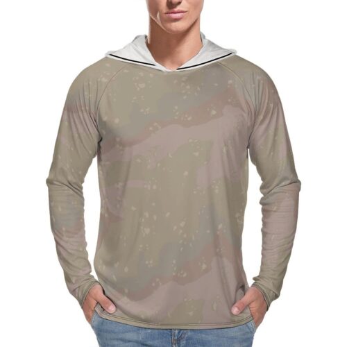 Chocolate Chip US Experimental Desert  Sun Protection Hooded Rashguard T-Shirt