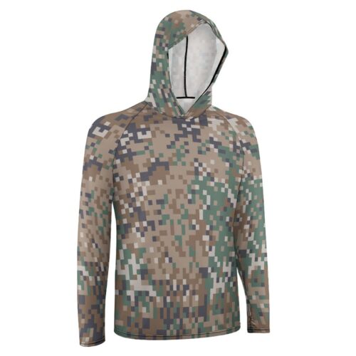 Alternative view of Latvian Multi-LATPAT Camouflage Sun Protection Hooded Rashguard T-Shirt