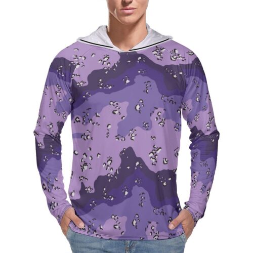 Chocolate Chip ERDL Deep Purple  Sun Protection Hooded Rashguard T-Shirt