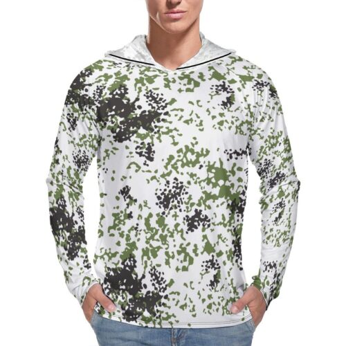 Danish Snowfleck Camouflage  Sun Protection Hooded Rashguard T-Shirt