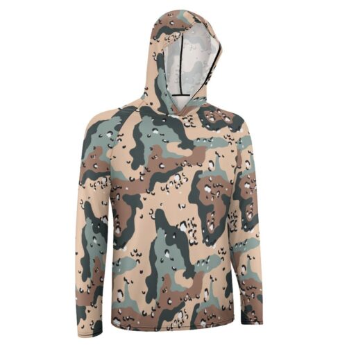 Alternative view of Kazakhstan Airborne Forces Chocolate Chip Camouflage Sun Protection Hooded Rashguard T-Shirt