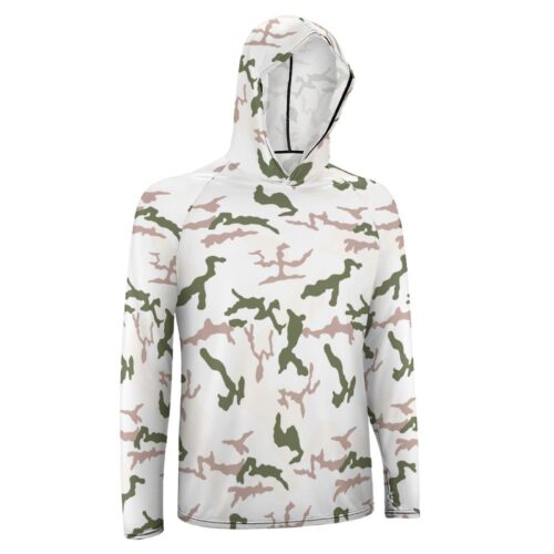 Alternative view of French Chasseurs Alpins Tundra Camouflage Sun Protection Hooded Rashguard T-Shirt
