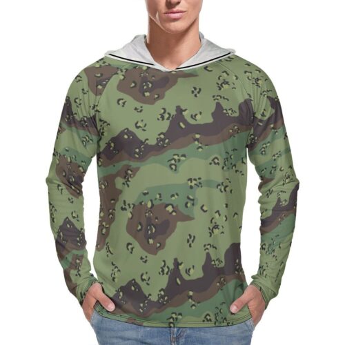 Chocolate Chip ERDL Euro Woodland  Sun Protection Hooded Rashguard T-Shirt