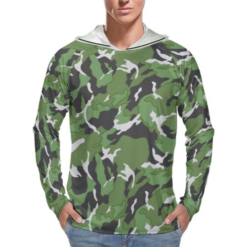 Chinese Reverse DPM Late  Sun Protection Hooded Rashguard T-Shirt