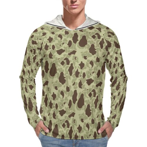 Iranian Airborne Frogskin Camouflage Sun Protection Hooded Rashguard T-Shirt