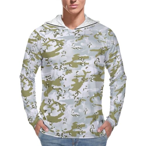 Chocolate Chip Woodland Snow  Sun Protection Hooded Rashguard T-Shirt