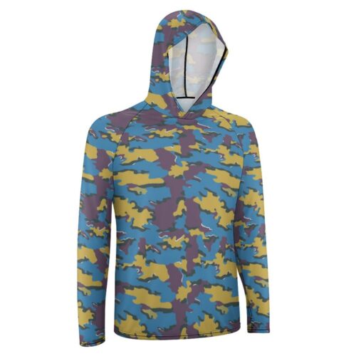 Alternative view of Belgian Fictional Blue JigsawLong SleeveSun Protection Hooded Rashguard T-Shirt