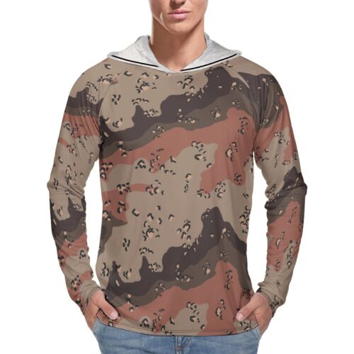 Chocolate Chip ERDL Brown  Sun Protection Hooded Rashguard T-Shirt