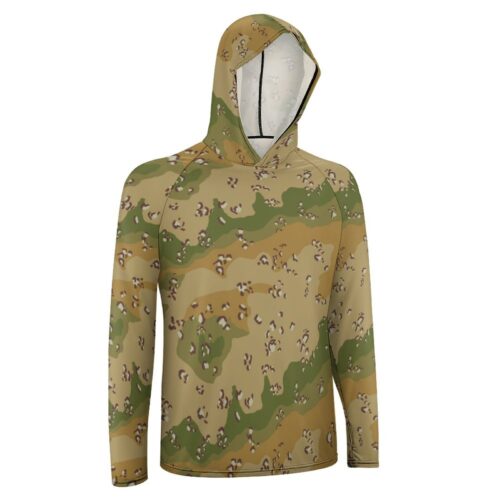 Alternative view of Chocolate Chip ERDL Olive  Sun Protection Hooded Rashguard T-Shirt