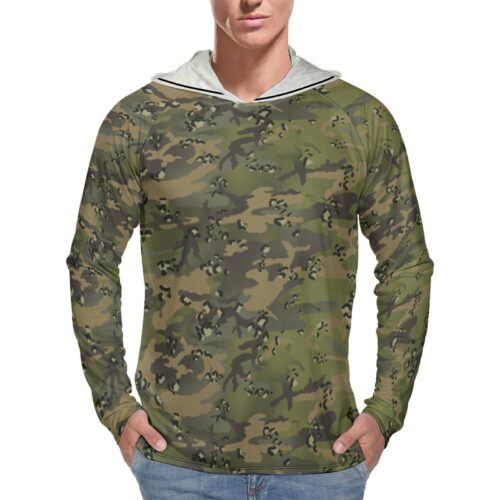 Chocolate Chip MTP Woodland Tropic v2  Sun Protection Hooded Rashguard T-Shirt