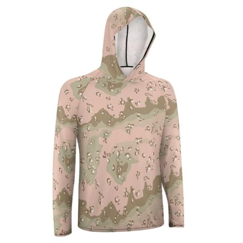 Alternative view of Chocolate Chip ERDL Salmon Desert  Sun Protection Hooded Rashguard T-Shirt