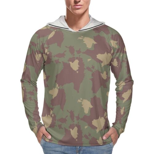Estonian Border Guard v1 CamouflageMen's Long Sleeve T-ShirtSun Protection Hooded Rashguard T-Shirt