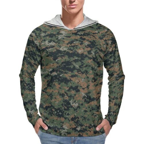 Georgian Digital Camouflage Sun Protection Hooded Rashguard T-Shirt