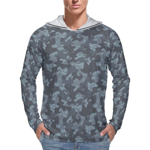Hungary Fenox Blue Camouflage Sun Protection Hooded Rashguard T-Shirt