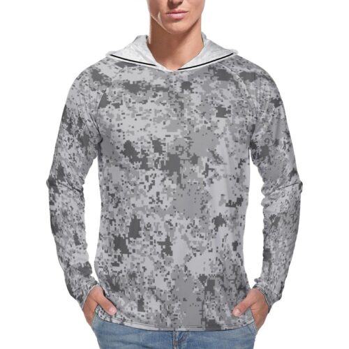North Korea KPA Urban Pixelated Camouflage Sun Protection Hooded Rashguard T-Shirt