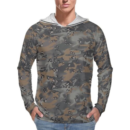 Chocolate Chip MTP Woodland Trail  Sun Protection Hooded Rashguard T-Shirt