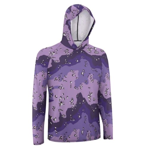 Alternative view of Chocolate Chip ERDL Deep Purple  Sun Protection Hooded Rashguard T-Shirt